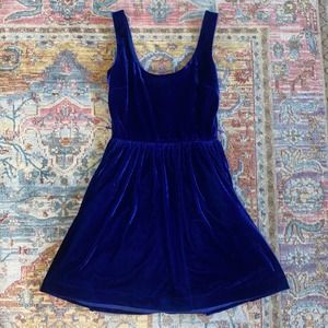 Vintage Y2K Teeze Me Blue Velvet Empire Waist Dress Size 5